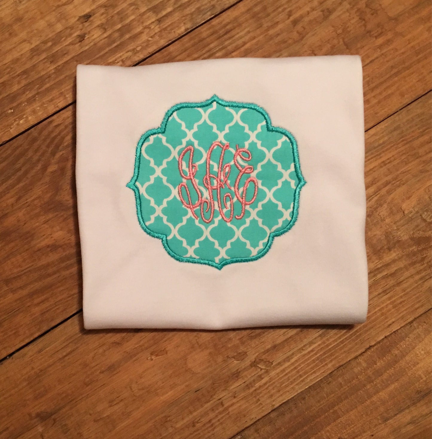 Girls monogrammed shirt, girls aqua and pink monogrammed frame shirt