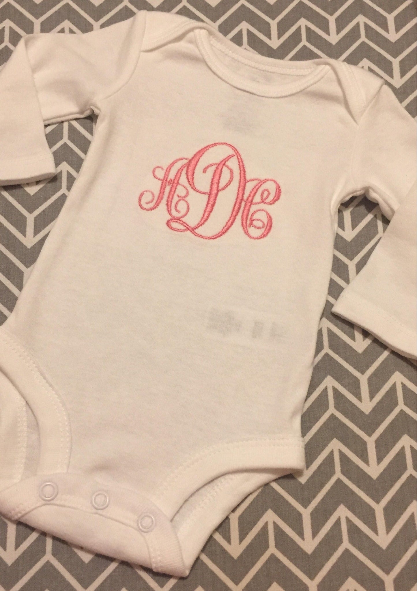 Monogrammed Baby girls bodysuit one piece, baby shower gift, monogrammed baby shower gift, monogrammed bodysuit, embrodiered