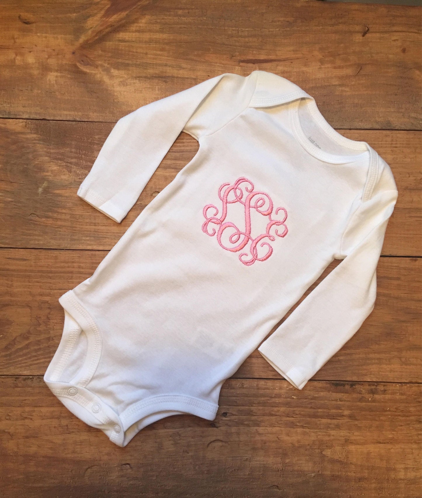 Monogrammed Baby girls bodysuit one piece, baby shower gift, monogrammed baby shower gift, monogrammed bodysuit, embrodiered