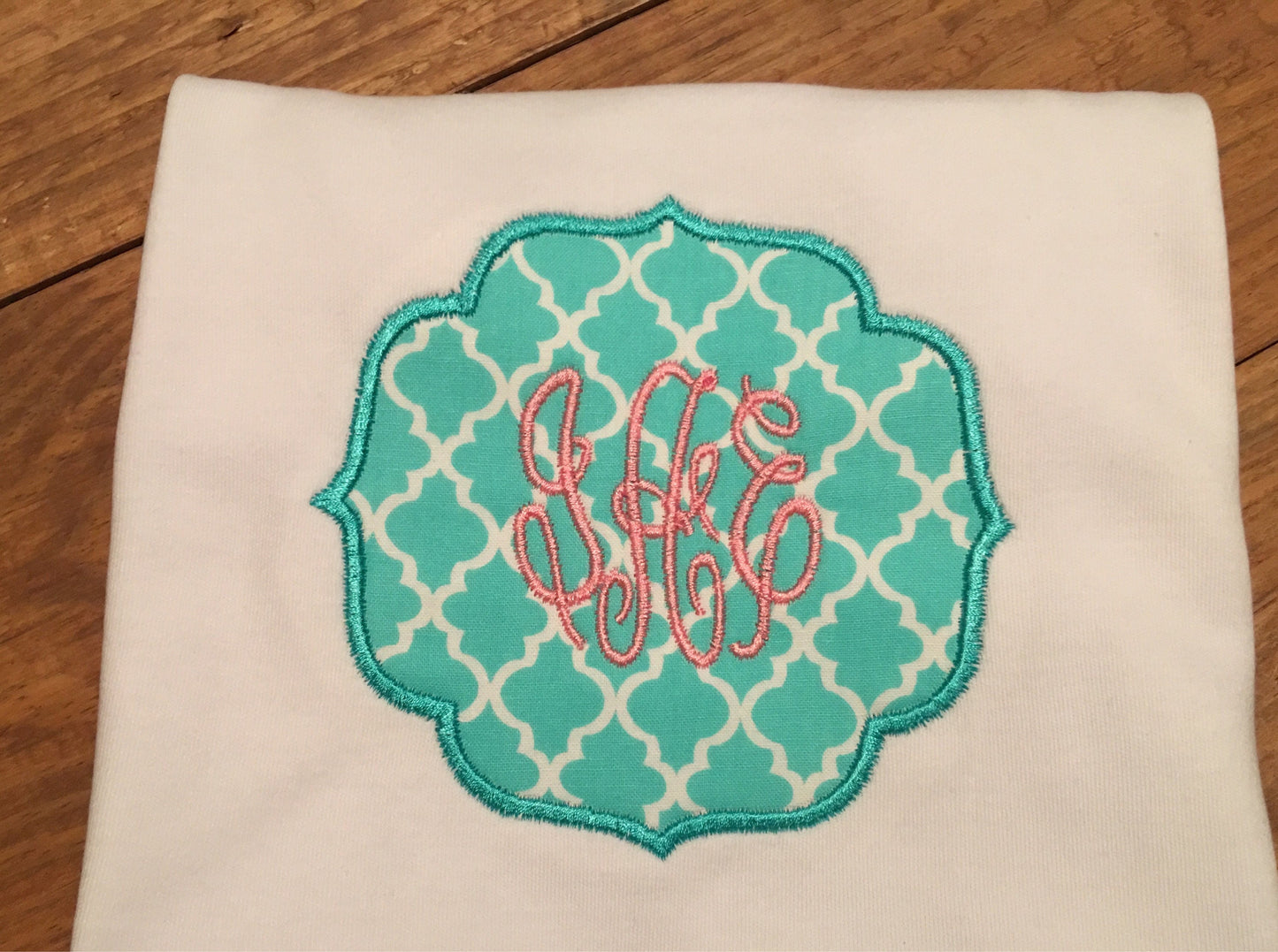 Girls monogrammed shirt, girls aqua and pink monogrammed frame shirt