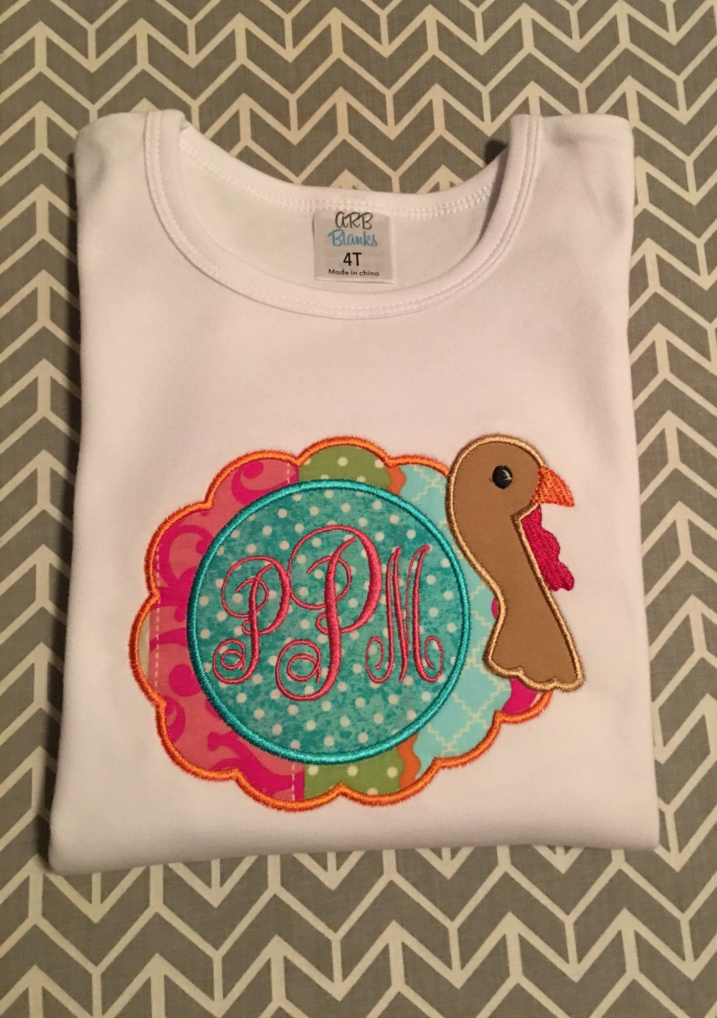 Girl's monogrammed Thanksgiving shirt, girls thanksgiving turkey shirt, monogrammed turkey shirt, thanksgiving outfit, my 1st thanksgiving