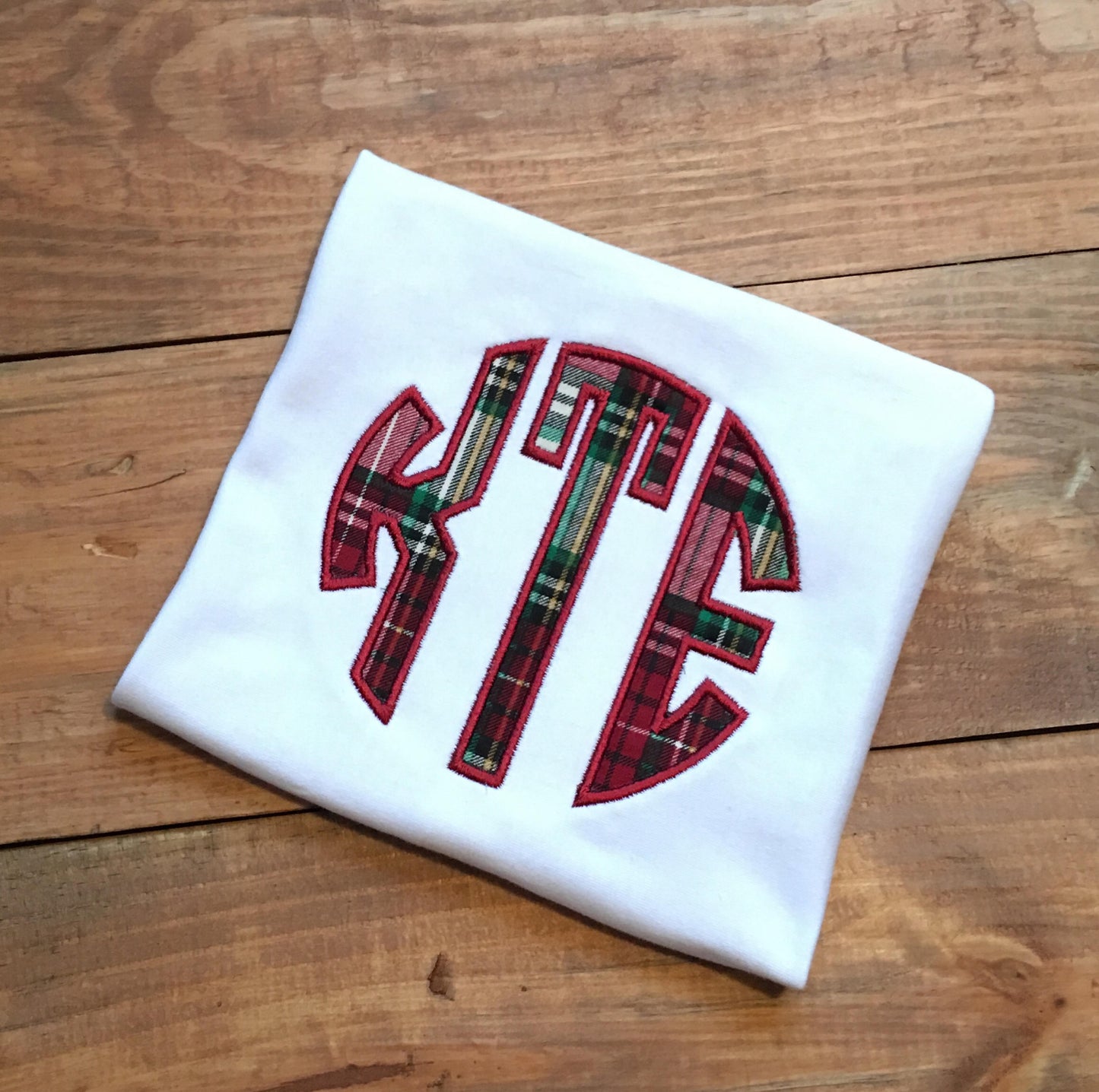 Brither and sister matching plaid monogrammed Christmas shirts, sibling christmas shirts, matching family christmas shirts, circle monogram