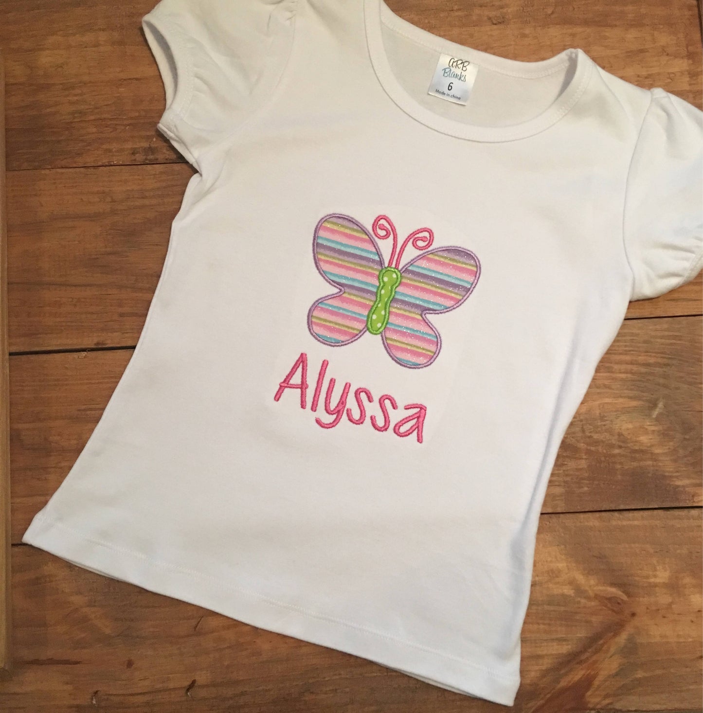 Girls spring butterfly applique monogram shirt, baby girls monogram butterfly shirt, spring monogram shirt, girls personalized name shirt