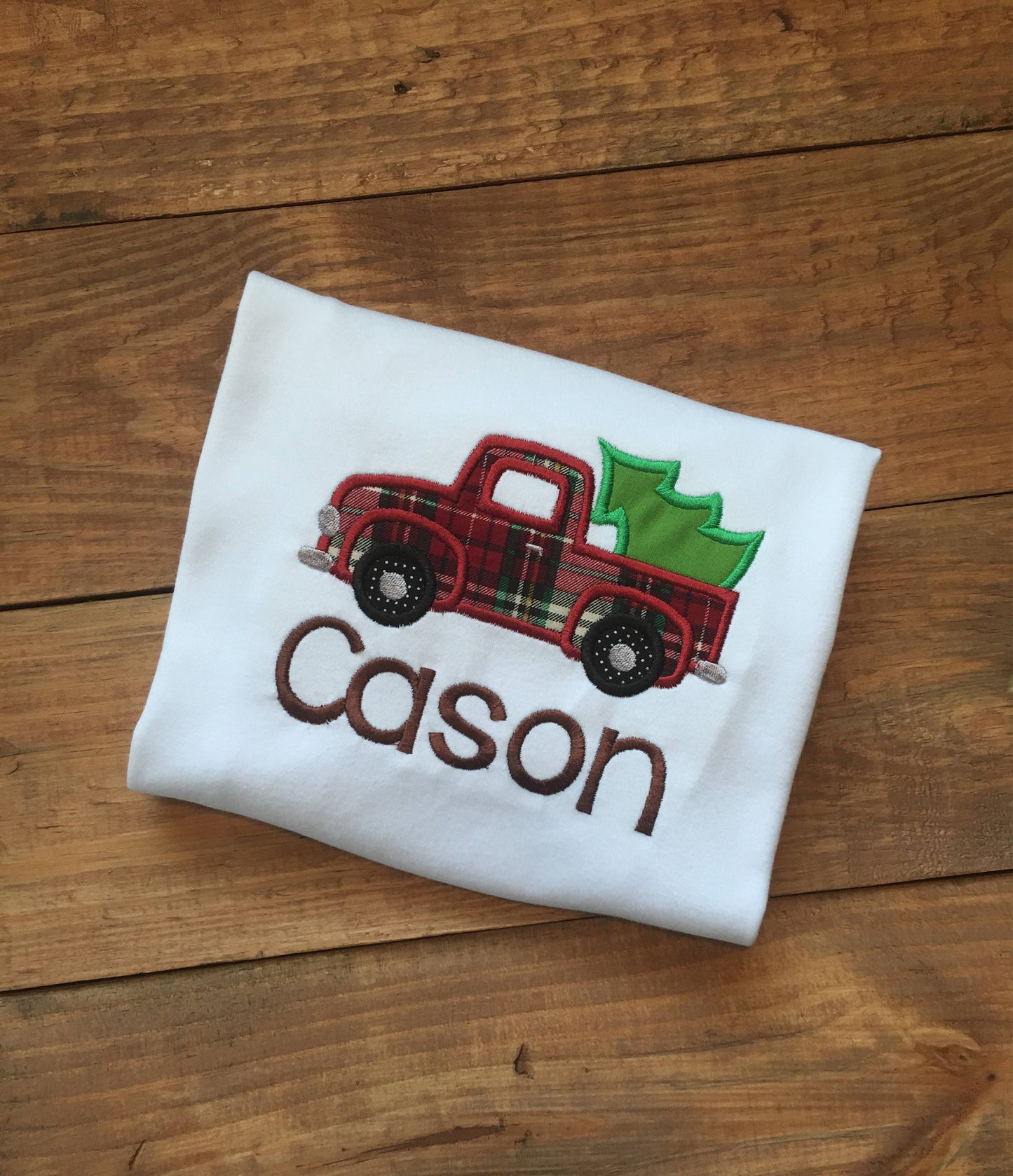 Boys christmas tree truck shirt, christmas truck shirt, boys truck shirt, boys christmas tree shirt, boys plaid truck shirt
