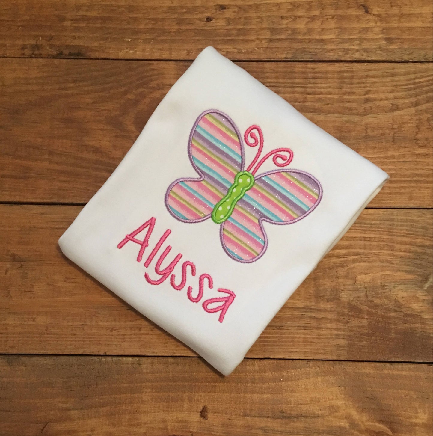 Girls spring butterfly applique monogram shirt, baby girls monogram butterfly shirt, spring monogram shirt, girls personalized name shirt