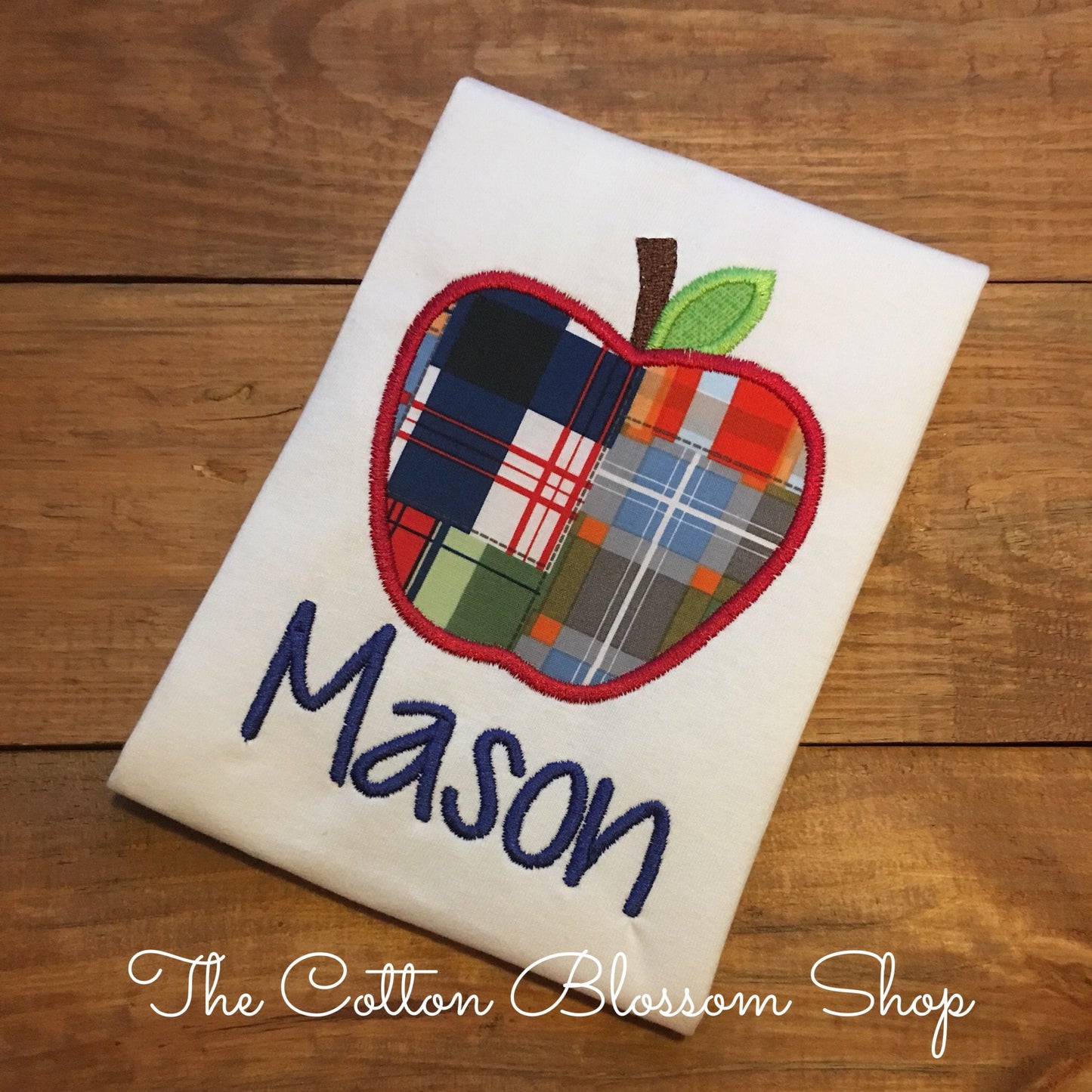 Boy's Plaid Apple Appliqué Shirt - Boys Monogrammed First Day of School Shirt, boys first day shirt, kindergarten, boys back to school shirt