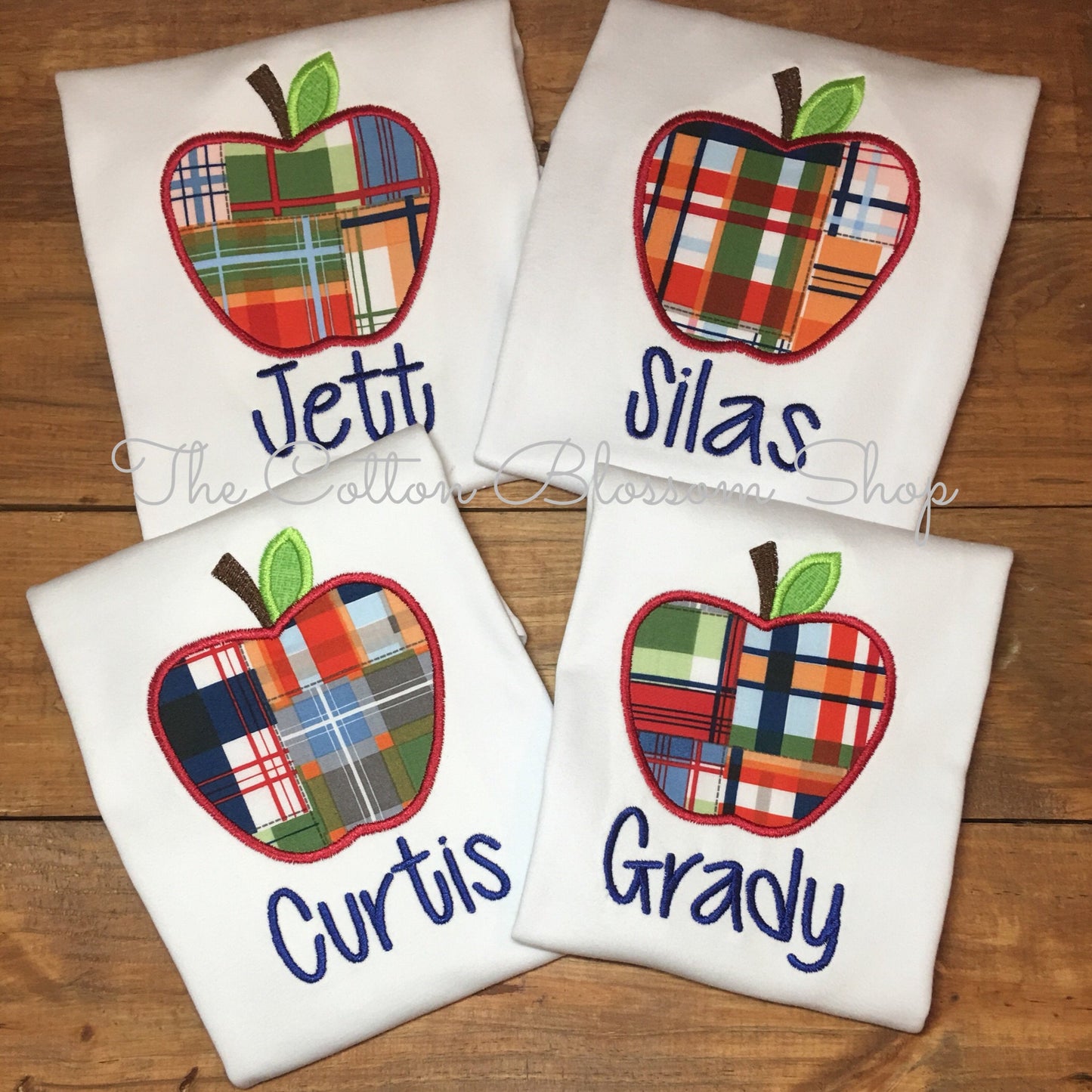 Boy's Plaid Apple Appliqué Shirt - Boys Monogrammed First Day of School Shirt, boys first day shirt, kindergarten, boys back to school shirt