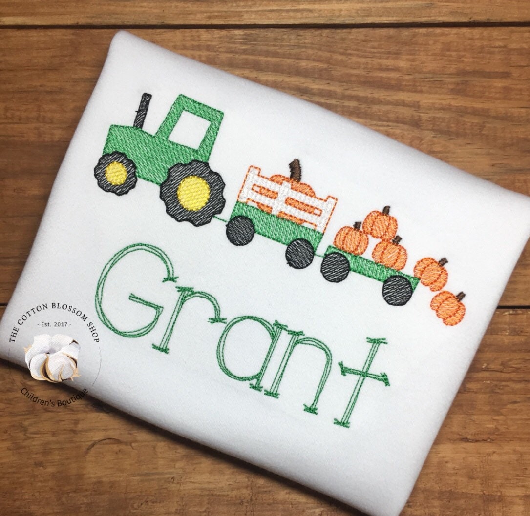 Boys Tractor with Pumpkins Shirt