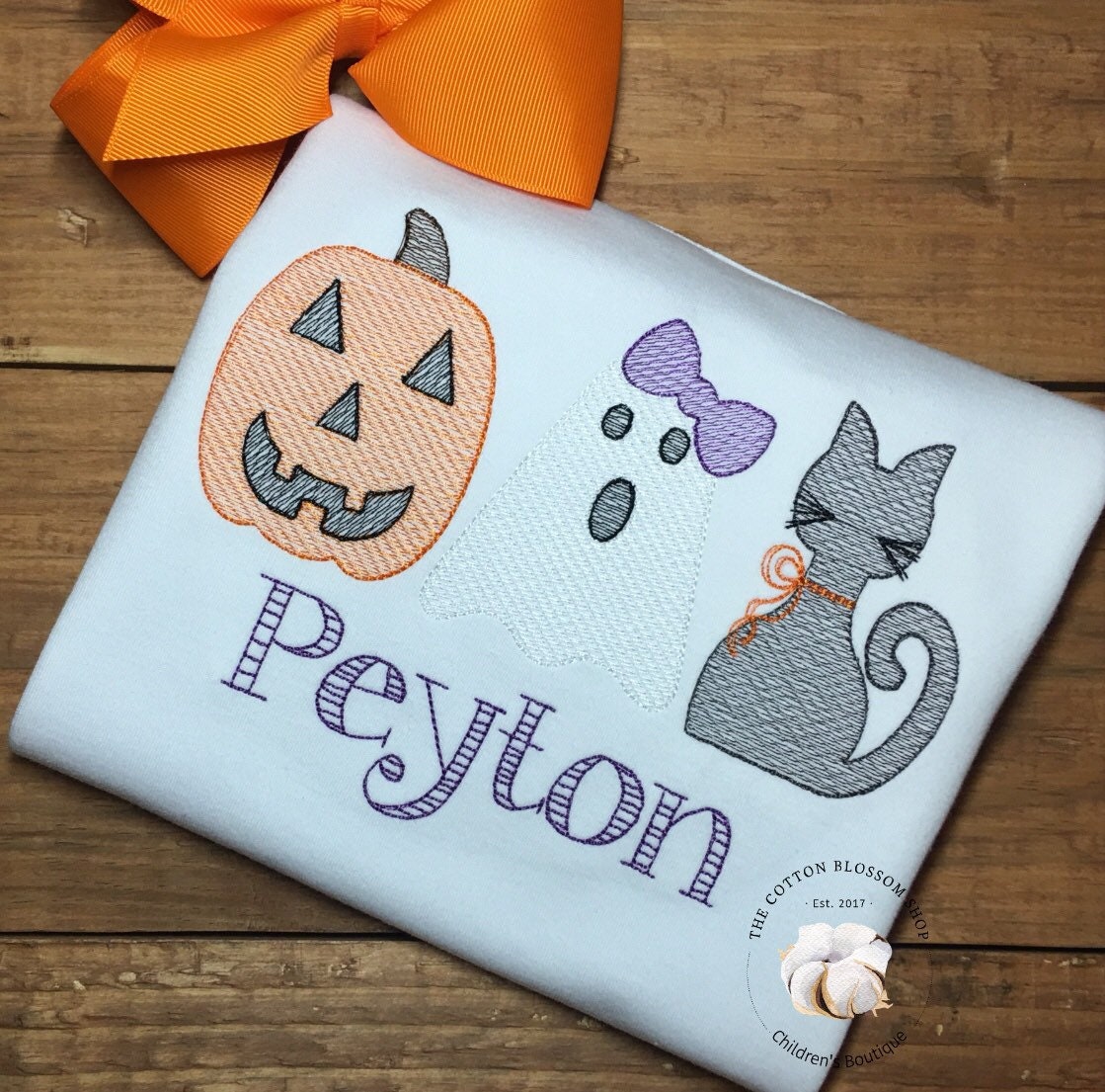 Girls Cute and Spooky Sketch Halloween Shirt