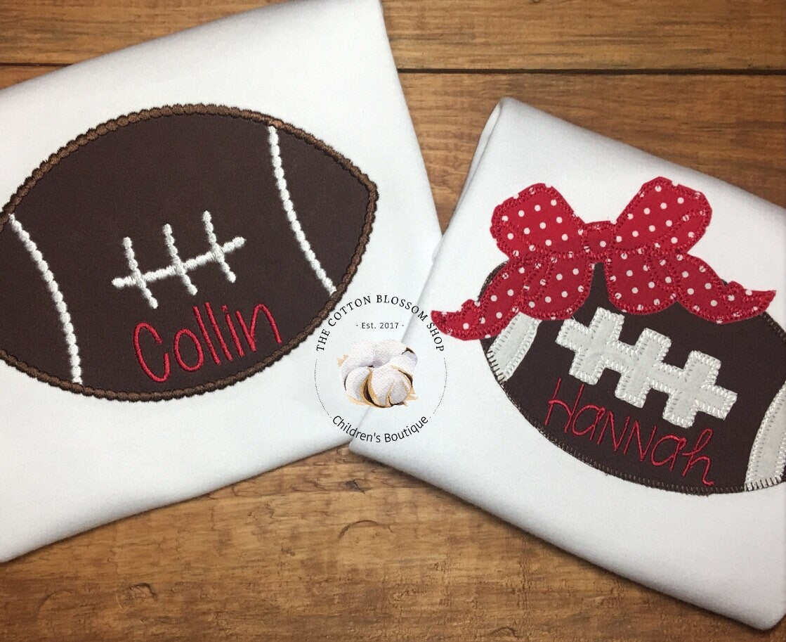Matching monogrammed football shirts, brother sister matching football shirts, set, sibling shirts