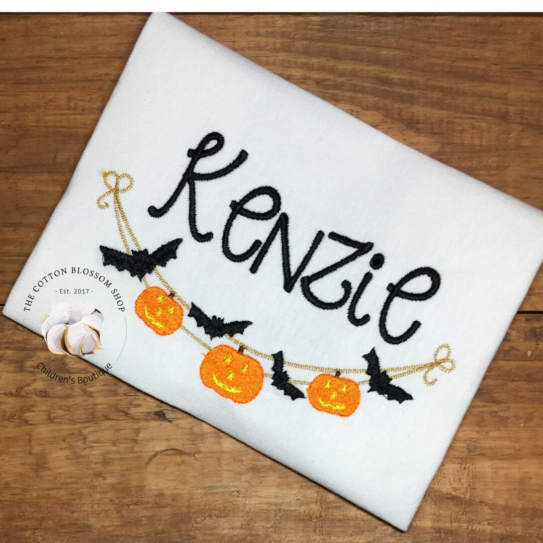 Girls halloween monogrammed shirt, toddler halloween shirt, monogrammed pumpkin shirt, halloween shirt, name halloween shirt, embroidered