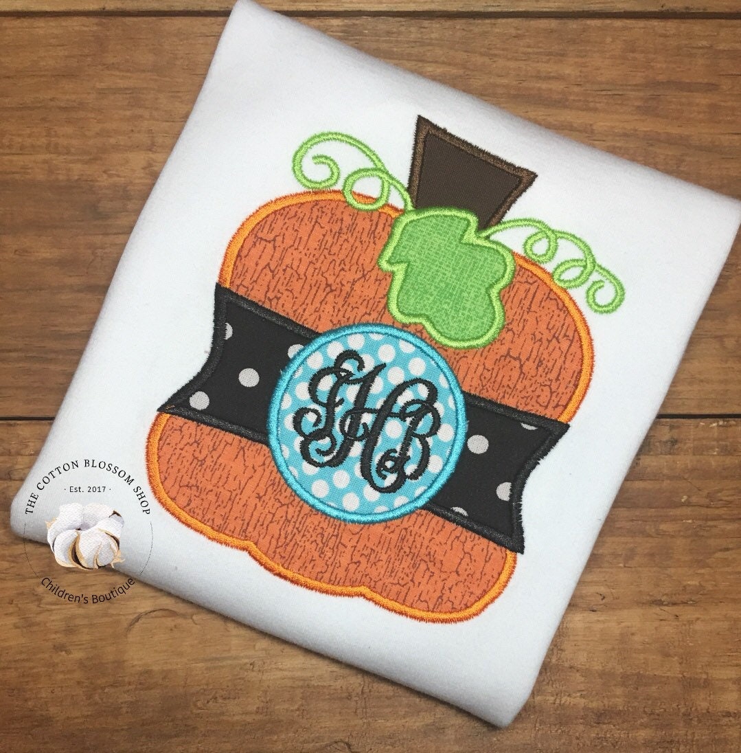 Girls Monogrammed Pumpkin Shirt