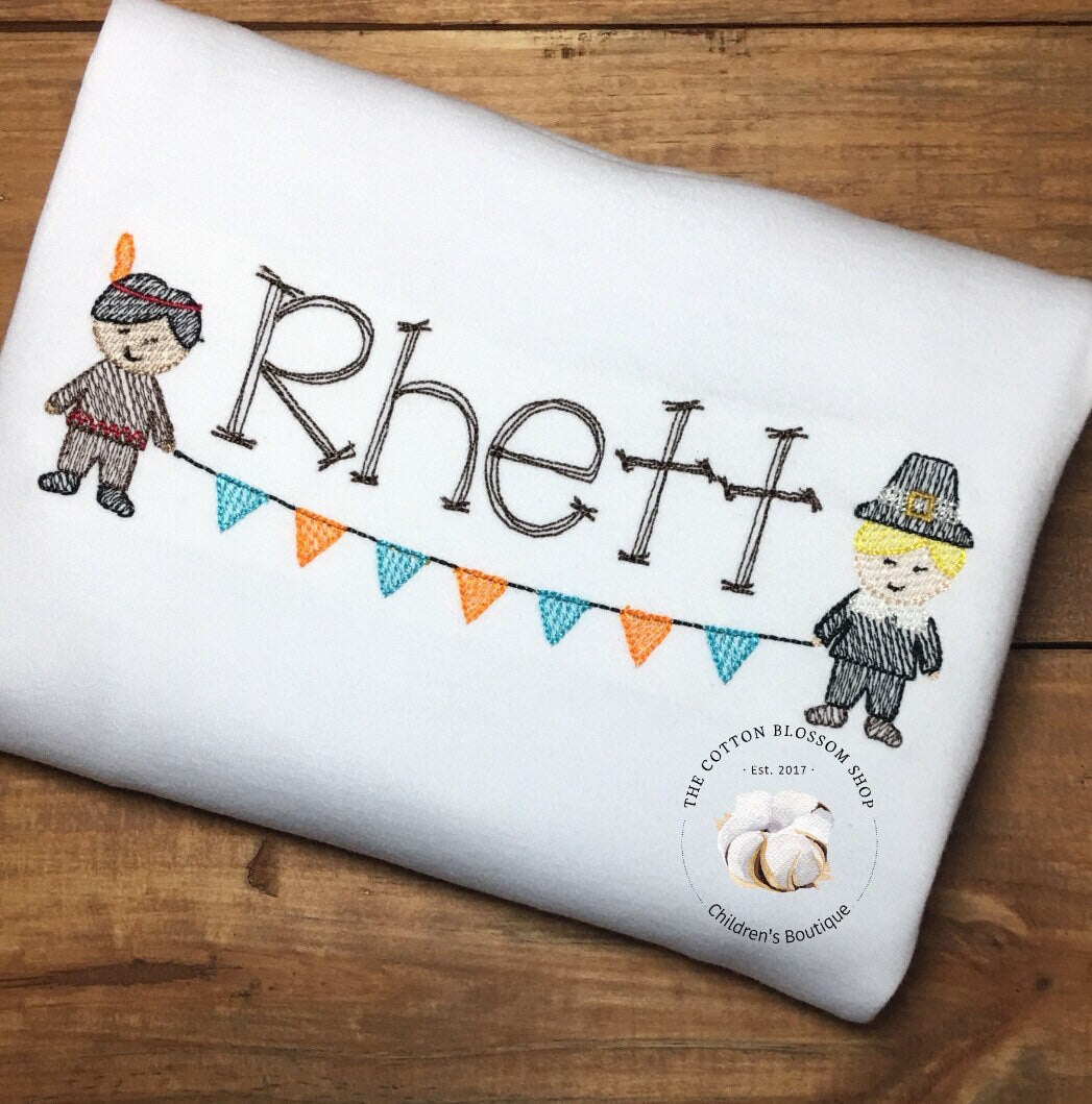 Matching brother and sister thanksgiving pilgrim and indian shirt set, sibling shirt set, monogrammed thanksgiving Shirts, matching shirts