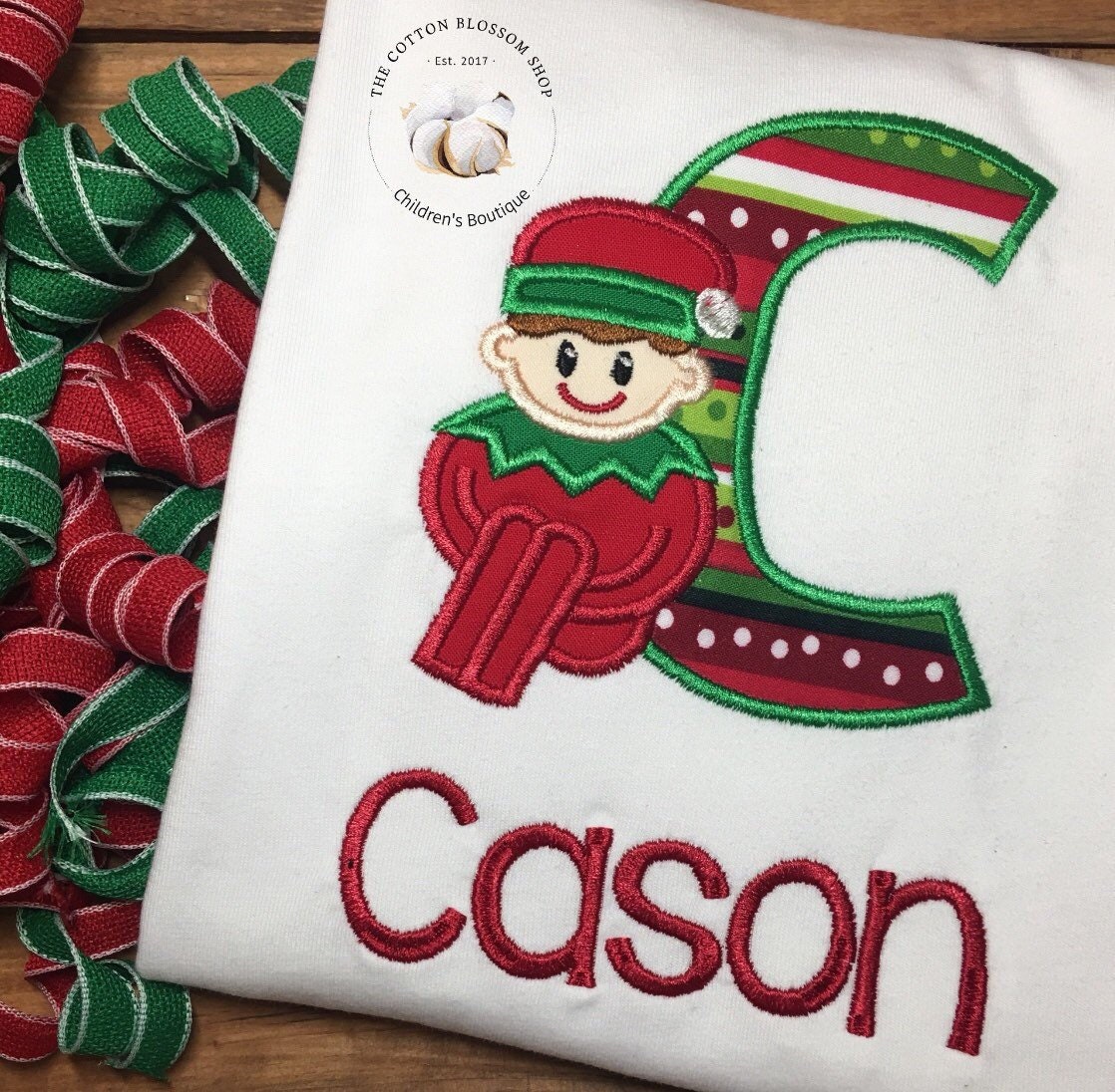 Boys Elf Christmas shirt, personalized elf christmas shirt, boys Christmas elf christmas shirt, boys applique elf christmas shirt