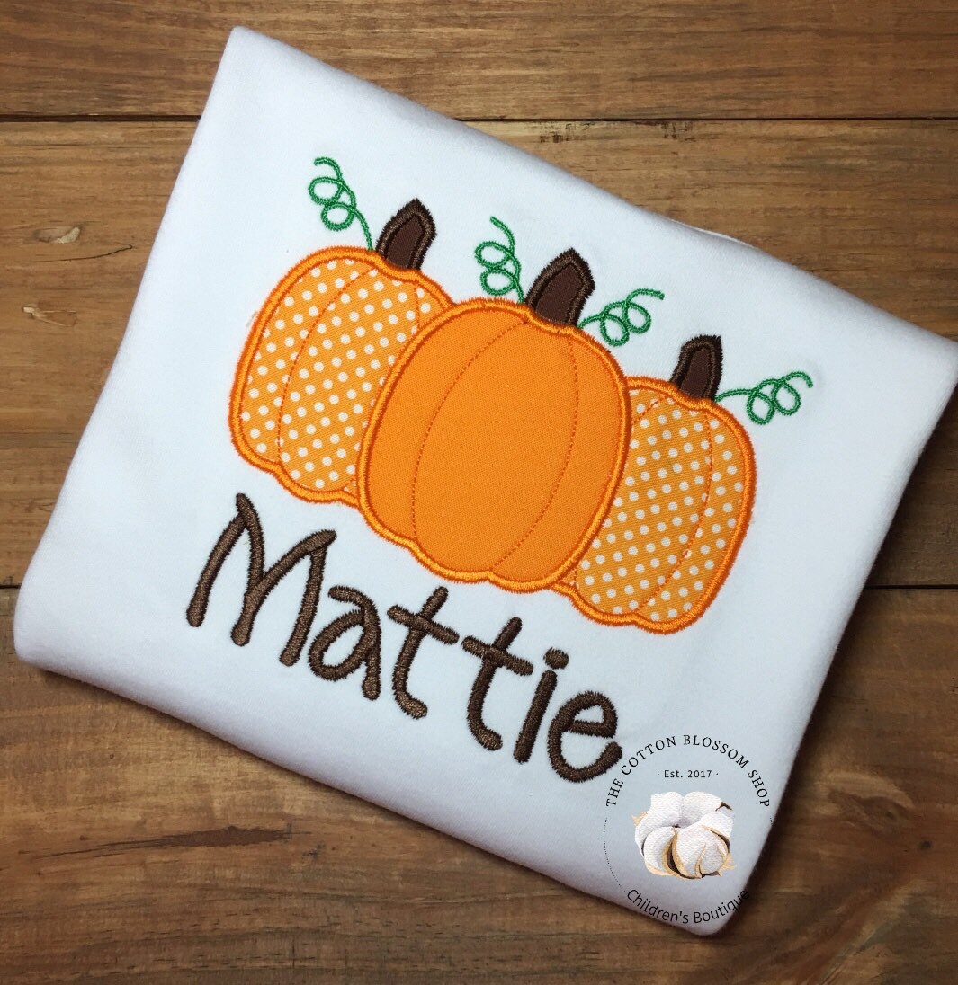 Girls or Boys Pumpkins Applique Shirt