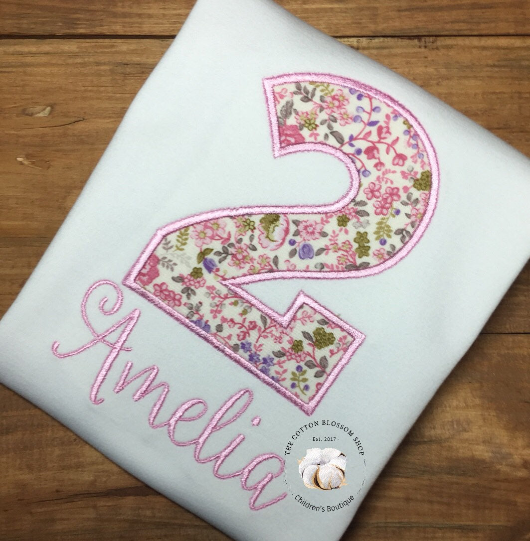 2 year old birthday shirt girls, 2 year old birthday outfit, girls floral birthday shirt, garden party birthday shirt, flower birthday shirt