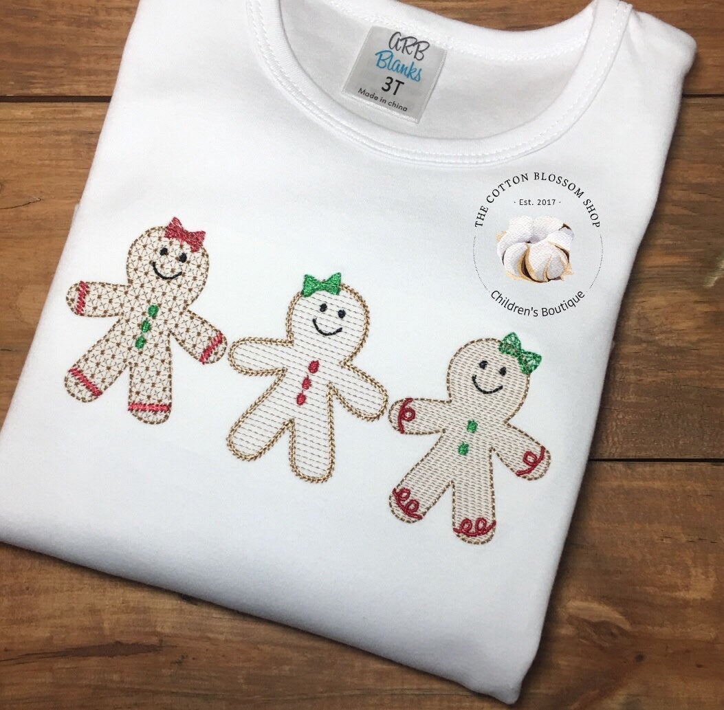 Gingerbread girl Christmas Monogrammed Shirt, Gingerbread Girl Shirt, Christmas embroidered shirt