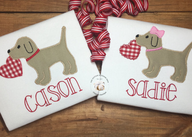 Brother and sister matching Valentines shirts, sibling shirt set, matching valentines appliqué shirts, brother sister matching valentines
