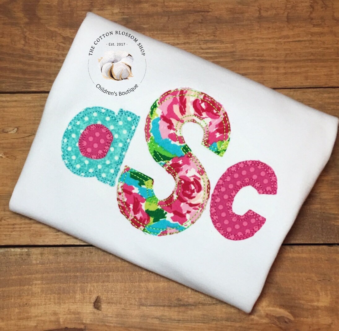 Girls applique monogrammed shirt