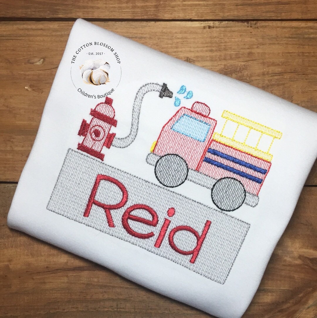 Personalized Boys Firetruck shirt