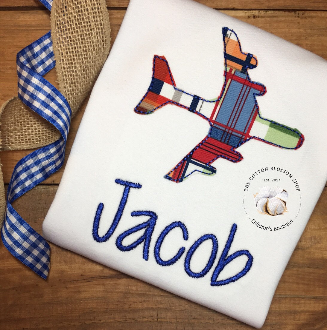 Boys airplane shirt, airplane applique shirt