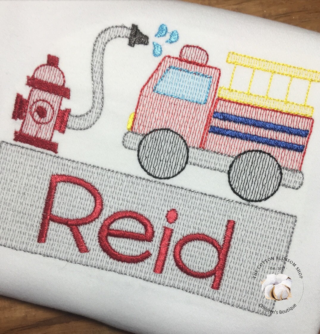 Personalized Boys Firetruck shirt