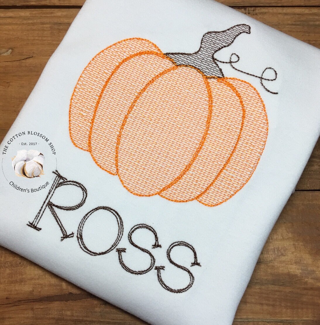 Boys Pumpkin embroidered shirt