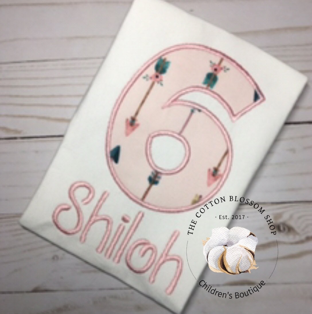 Girls 6 year old birthday shirt, 6 year old birthday outfit, girls birthday shirt, six shirt, number 6 shirt, tribal arrow birthday shirt