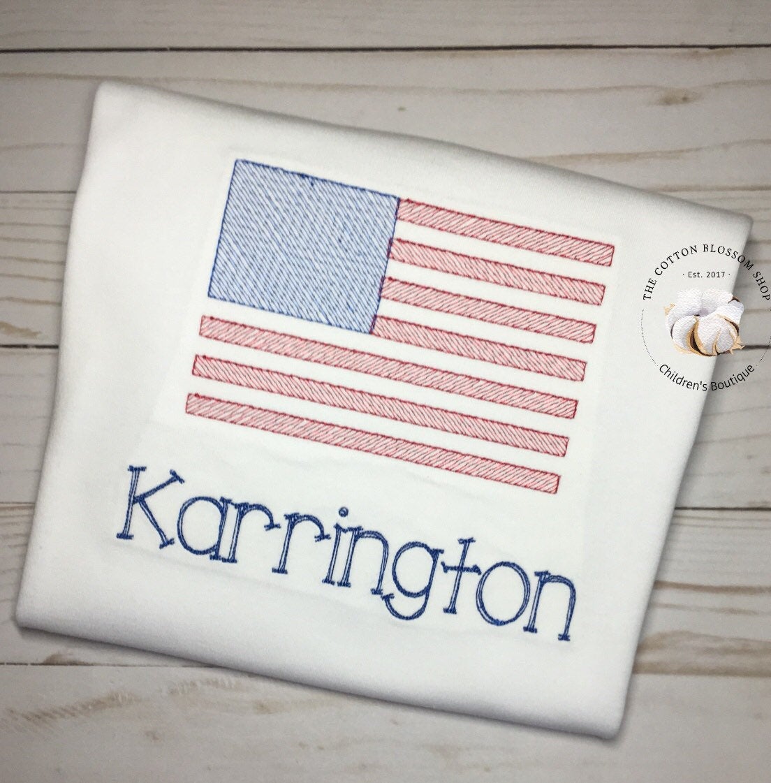 American Flag Embroidered shirt - Girls or Boys 4th of July Shirt - personalized patriotic shirt