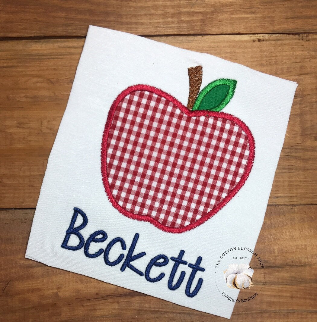 Boys back to school shirt, gingham, first day of school shirt, boys back to school shirt, boys gingham apple shirt, first day kindergarten