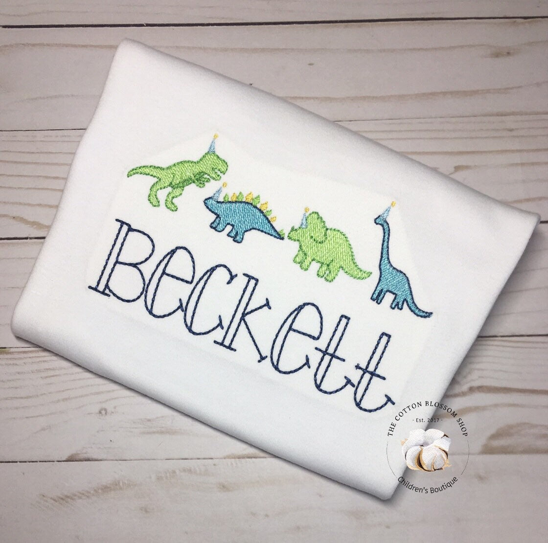 Boy's Dinosaur birthday shirt, dinosaur birthday party shirt, personalized dinosaur shirt, embroidered dinosaur shirt