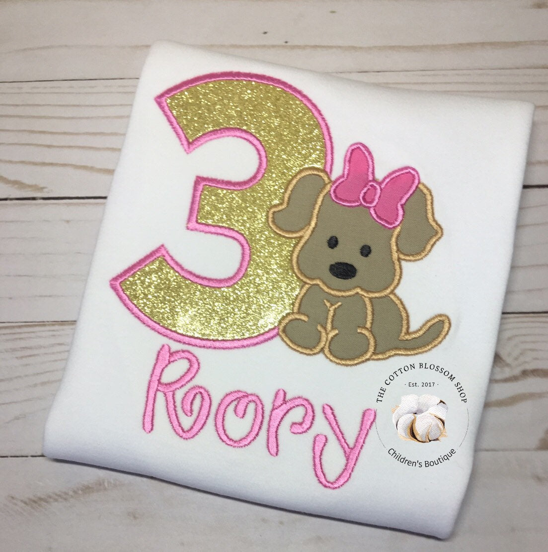 3rd birthday puppy shirt, girls puppy birthday shirt, girls 1st birthday shirt, 2nd birthday puppy shirt, dog birthday shirt, pink and gold