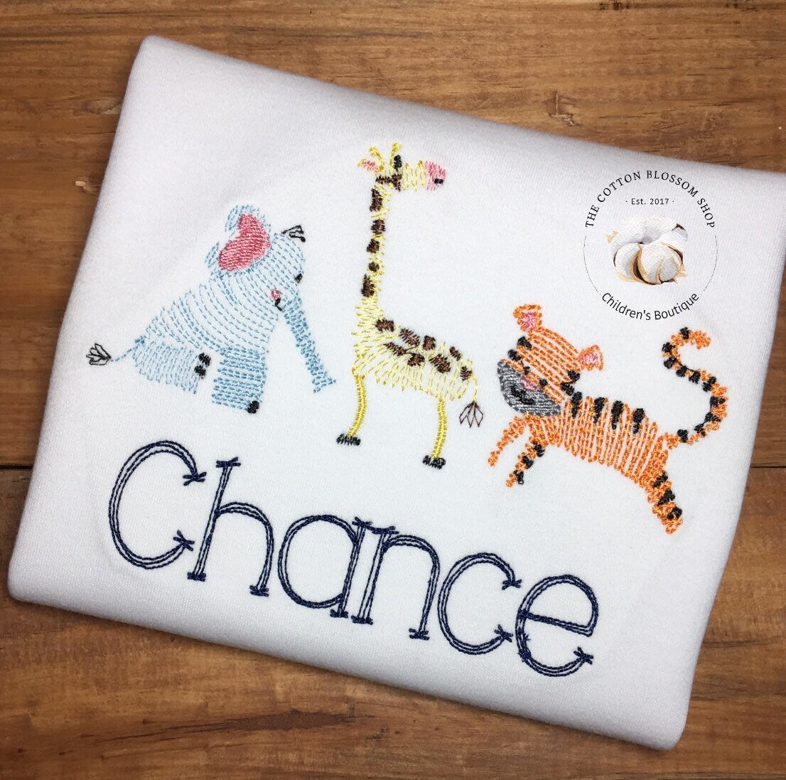 boys zoo animals shirt, personalized zoo animals shirt, embroidered zoo shirt