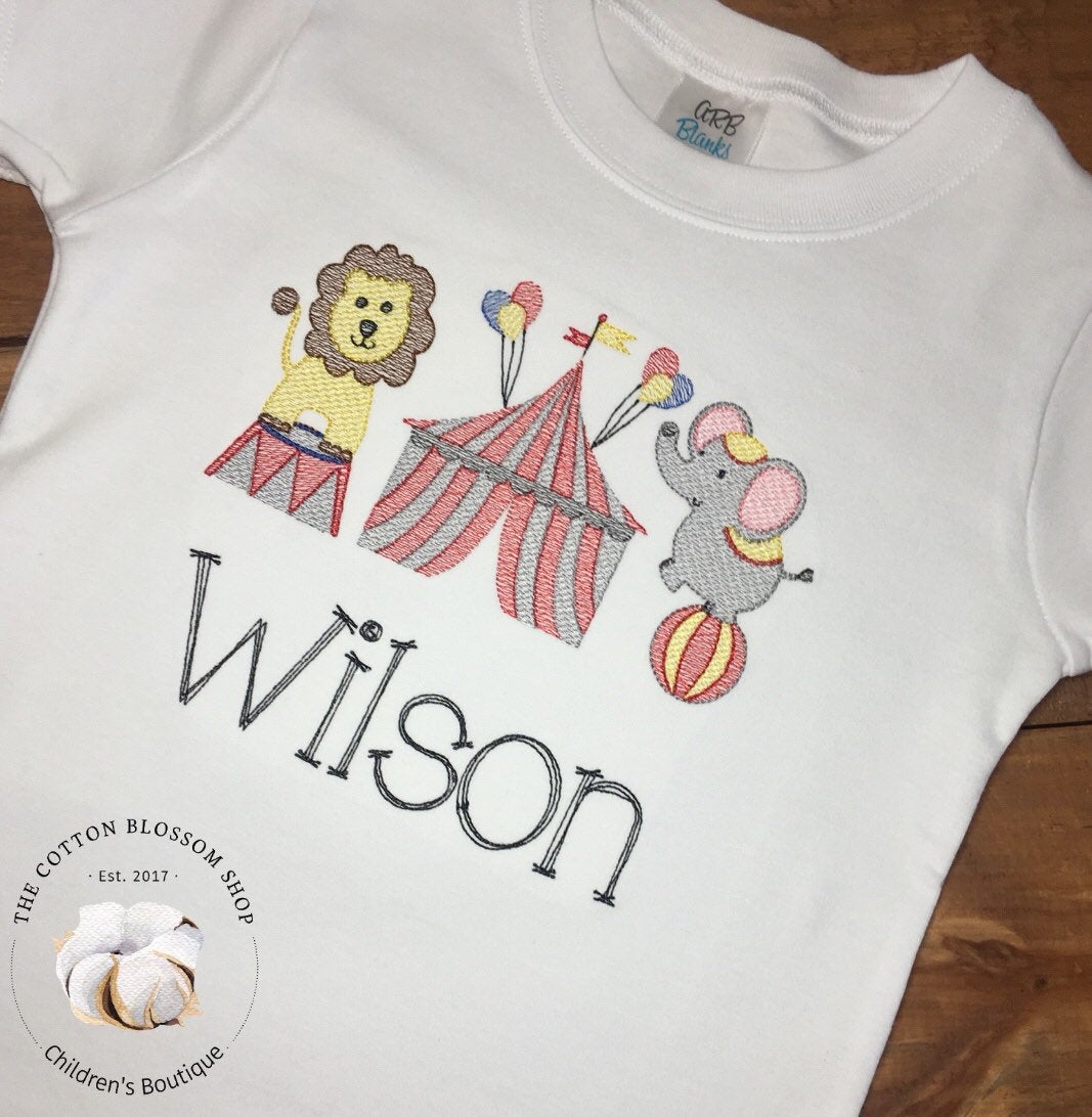 Boy's Sketch Circus Shirt - Going to the Circus shirt, personalized circus shirt, circus birthday shirt