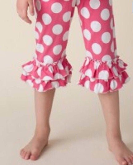 Pink Polka Dot Ruffle Capris