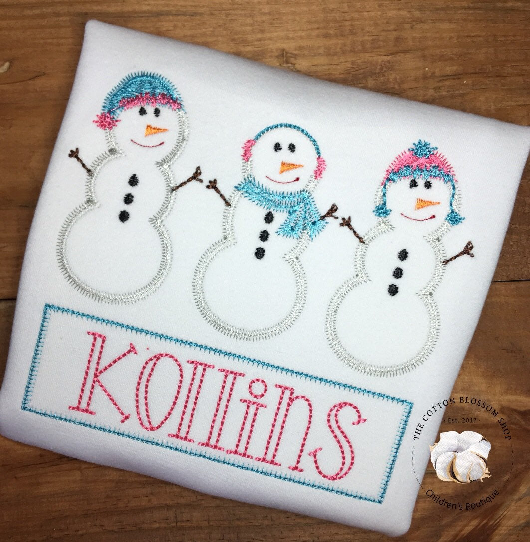 Girl's Snowman Appliqué shirt
