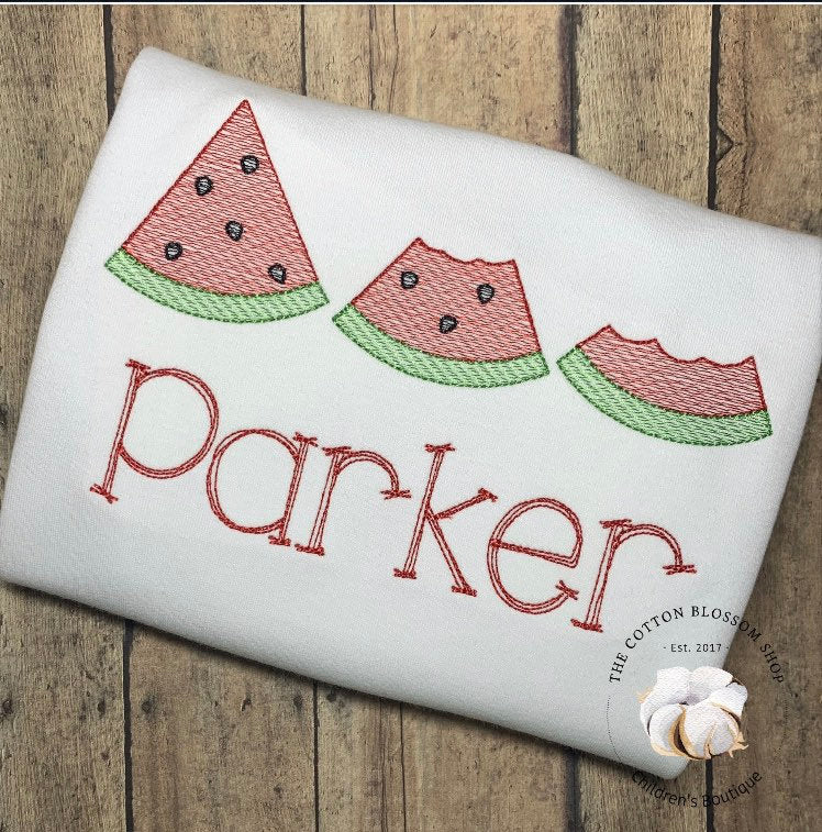 Girls watermelon embroidered personalized shirt