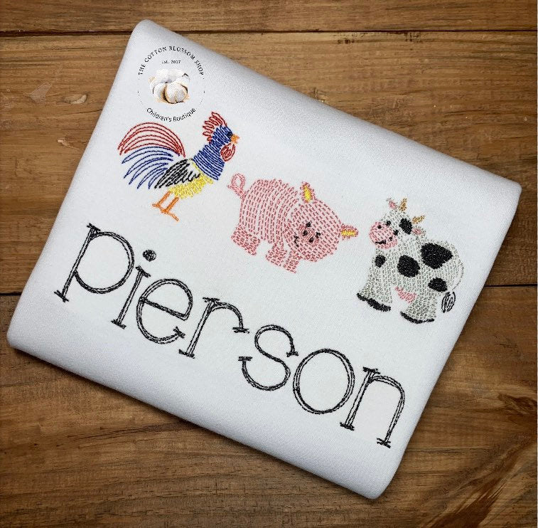 boys farm animals shirt, personalized farm animals shirt, embroidered farm animals shirt