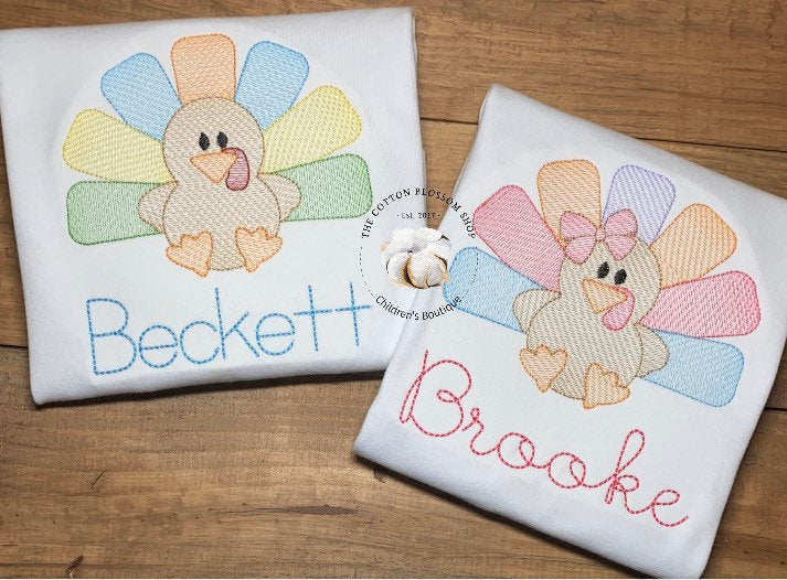 Matching turkey shirt set, sibling shirt set, monogrammed turkey Shirts, matching tuhanksgiving shirts, brother, sister thanksgiving shirts