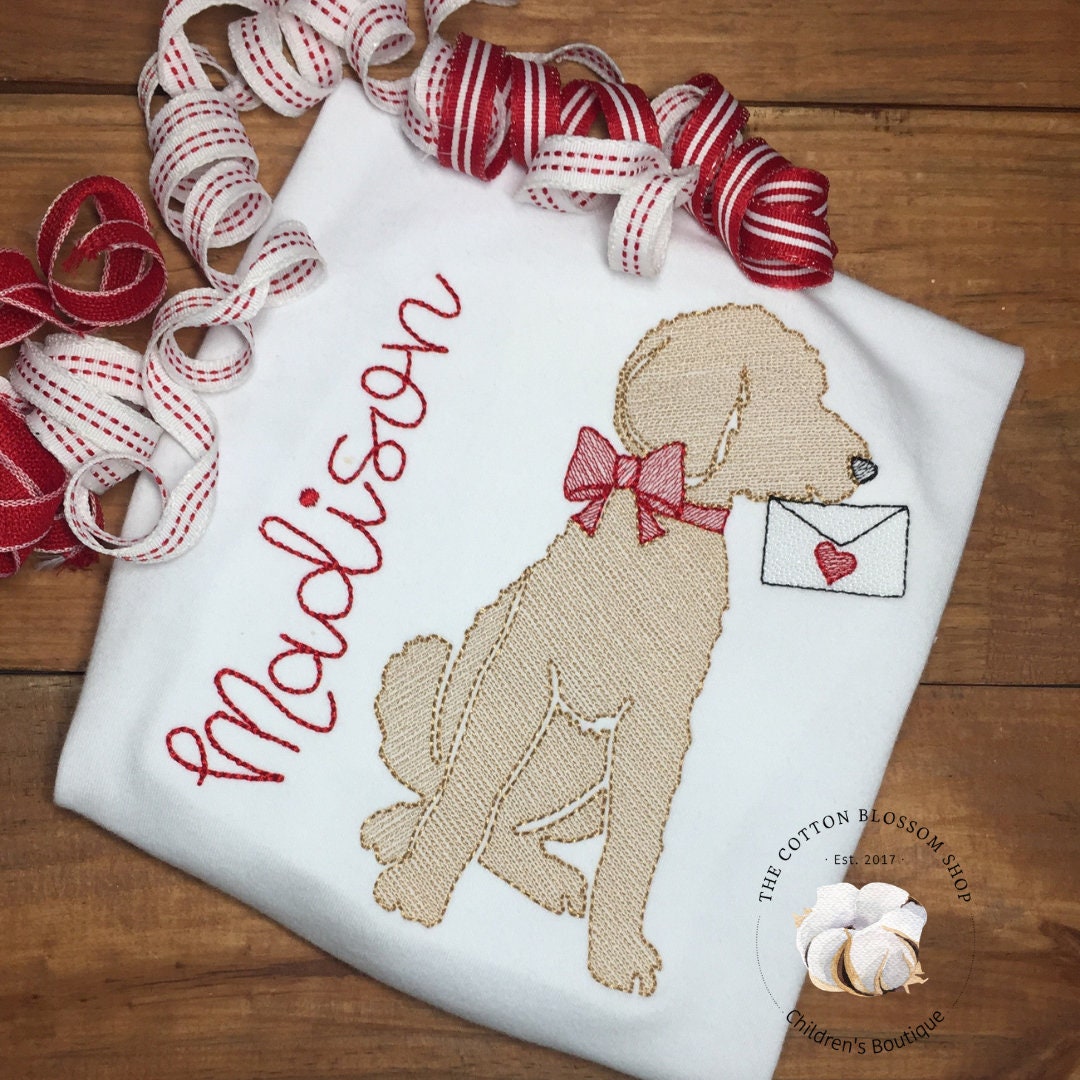 Girls Valentine's Day personalized shirt, girls valentines day shirt, girls valentines dog shirt, appliqué shirt, girls valentines day shirt