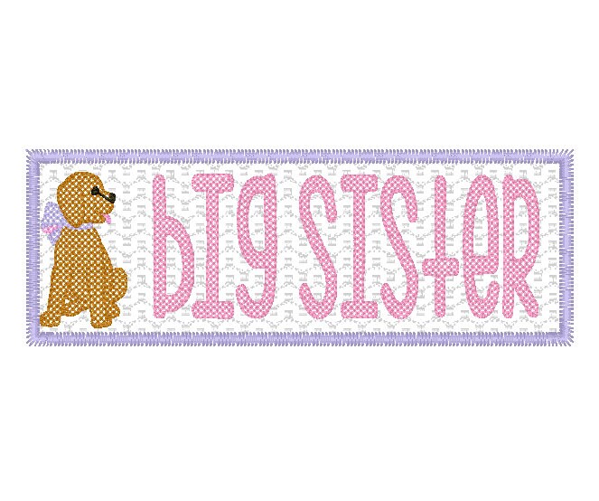 Girls Big Sister Faux Smock, sketch design embroidered personalized shirt