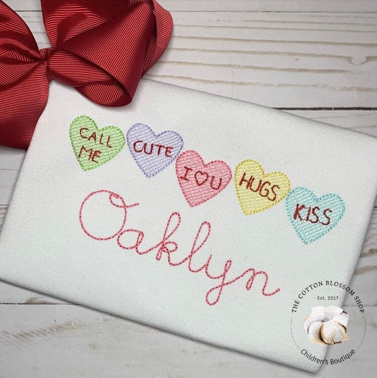 Girls Valentines Embroidered Monogrammed shirt - firls Valentine's Day shirt, hearts shirt