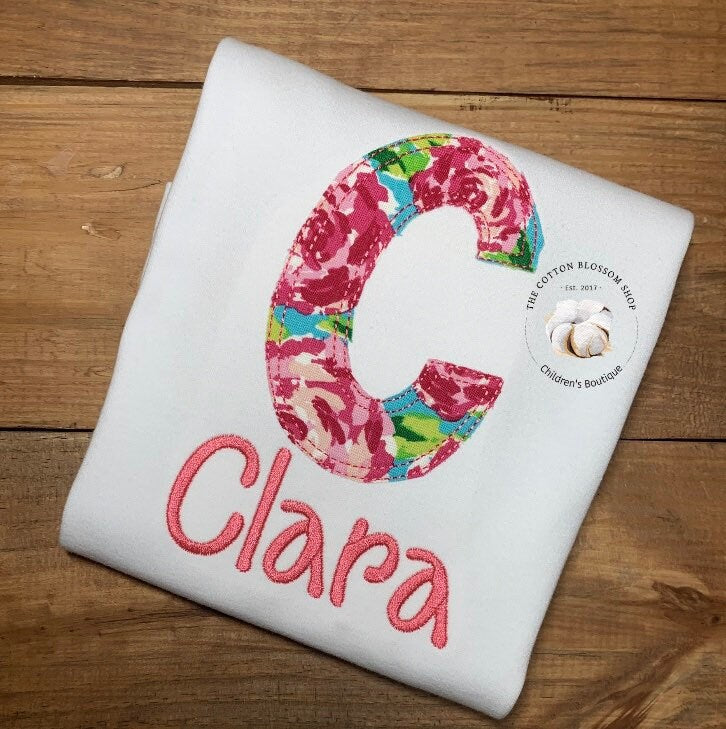 Girls monogrammed name shirt, girls embroidered name shirt, girls personalized name shirt