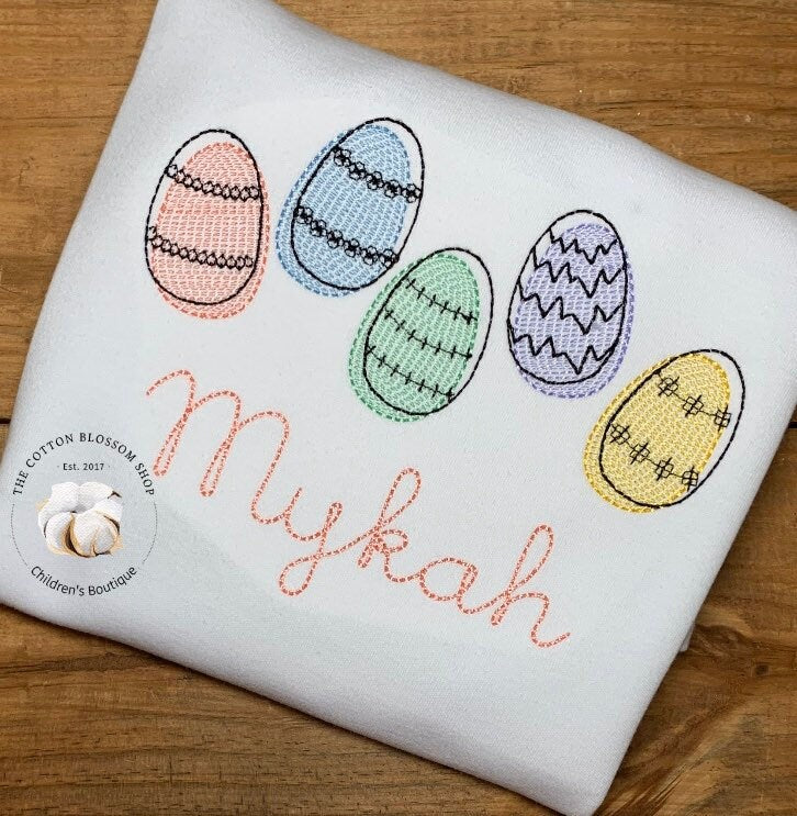 Personalized girls easter shirt, monogrammed Easter eggs shirt
