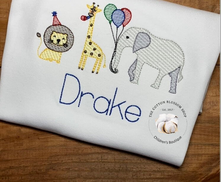 boys zoo animals shirt, personalized zoo birthday animals shirt, embroidered zoo shirt, birthday shirt