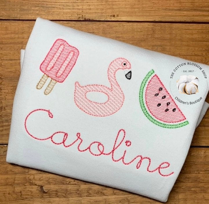 Girls summer pool shirt, flamingo shirt, watermelon shirt