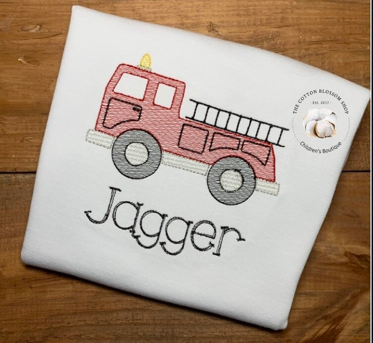 Personalized Boys Firetruck shirt