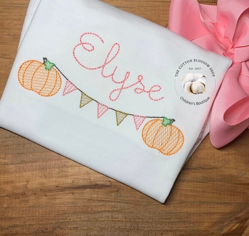 Girls Sketch Pumpkin Banner Shirt