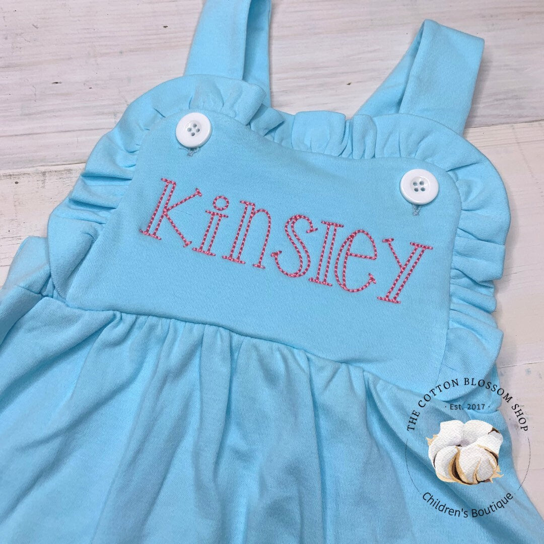 Girls monogrammed bubble, monogrammed sunsuit