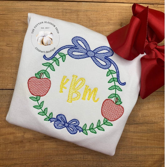 monogrammed apple shirt, girls back to School outfit, personalized apple shirt, monogrammed apple shirt, back to school